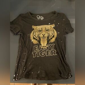 SO Black Short Sleeve Tee with Bold Tiger Design